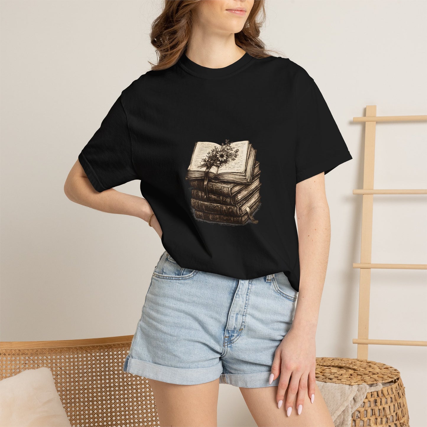 Antique Books & Dried Flowers Tee
