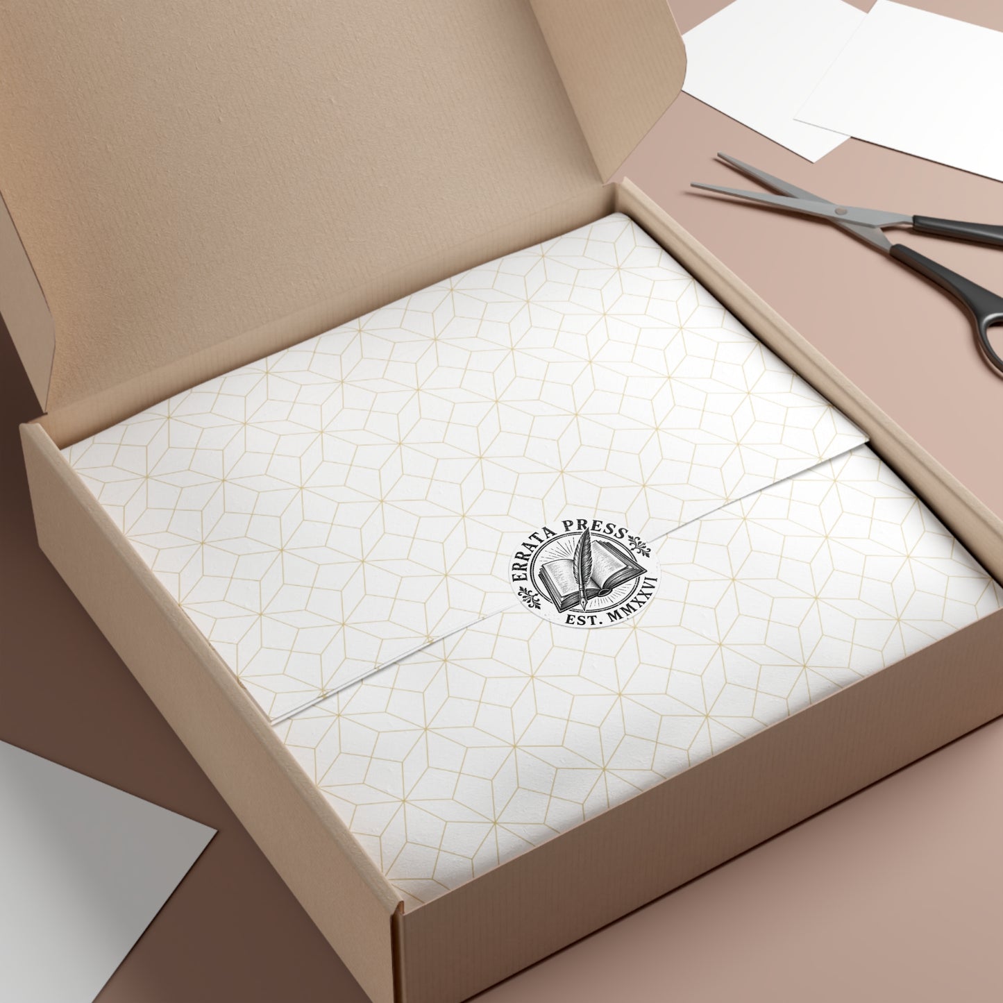 Round Vinyl Sticker — Vintage Quill & Open Book ‘Errata Press’ (Est. MMXXVI)